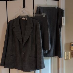 Gray Pinstripe Blazer, SkirtAnd Pants